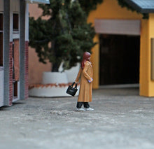 Load image into Gallery viewer, 1:64 Painted Figure Mini Model Miniature Resin Diorama Sand Wind Coat Girl Lady New Scene
