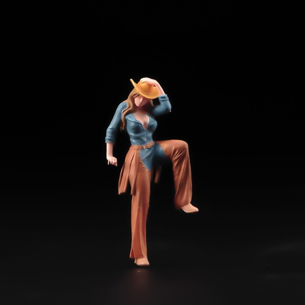 1:64 Painted Figure Model Miniature Resin Diorama Cowgirl Standing On One Foot New