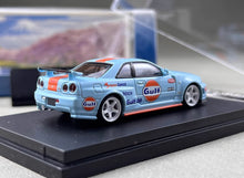 Load image into Gallery viewer, Fuji 1:64 Blue Gulf Skyline GTR R34 Z-Tune Sports Model Diecast Metal Car New Collection
