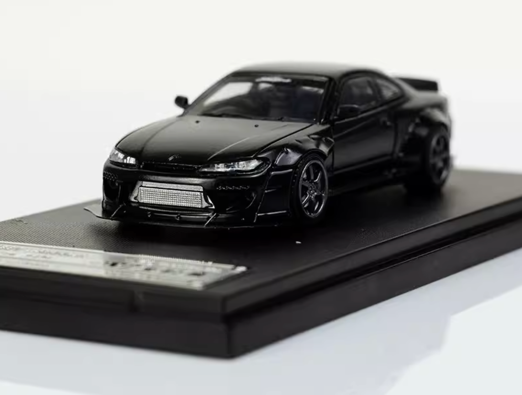 SW 1:64 Black JDM Silvia S15 Drift Rocket Bunny Model Diecast Metal Car New Collection