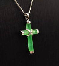 Load image into Gallery viewer, Nature Cross Jade Pendant Necklace Jewelry charm Blessing Gift for Woman &amp; Man S
