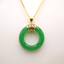 Load image into Gallery viewer, Nature Jade Ring Round Pendant Necklace Gift Jewelry charm Blessing Fortune h
