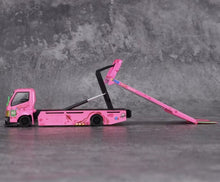 Load image into Gallery viewer, MG 1:64 Pink Dinosaur H300 Custom Tow Flatbed Truck Model Diecast Metal Car
