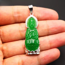 Load image into Gallery viewer, Nature Jade Guanyin Pendant Necklace Gift Jewelry charm Blessing Lucky Green S
