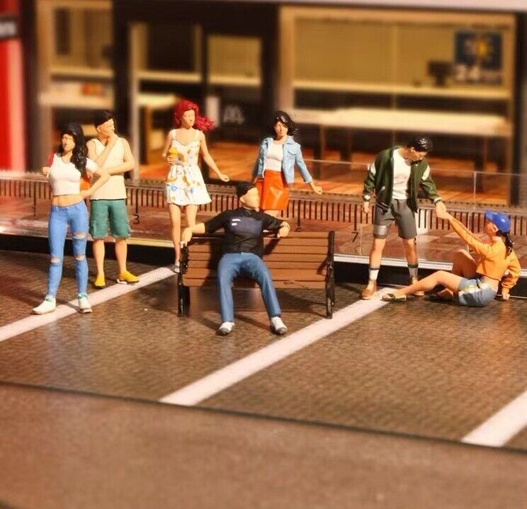 1:64 Painted Figure Mini Model Miniature Diorama Sand Street Boy Man Girl Lady Collection