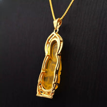 Load image into Gallery viewer, Nature Jade Guanyin Pendant Necklace Gift Jewelry charm Blessing Lucky Yellow G

