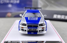 Load image into Gallery viewer, FH 1:64 NFS Silver Skyline GTR R34 C West Sports Model Diecast Metal Car New Collection
