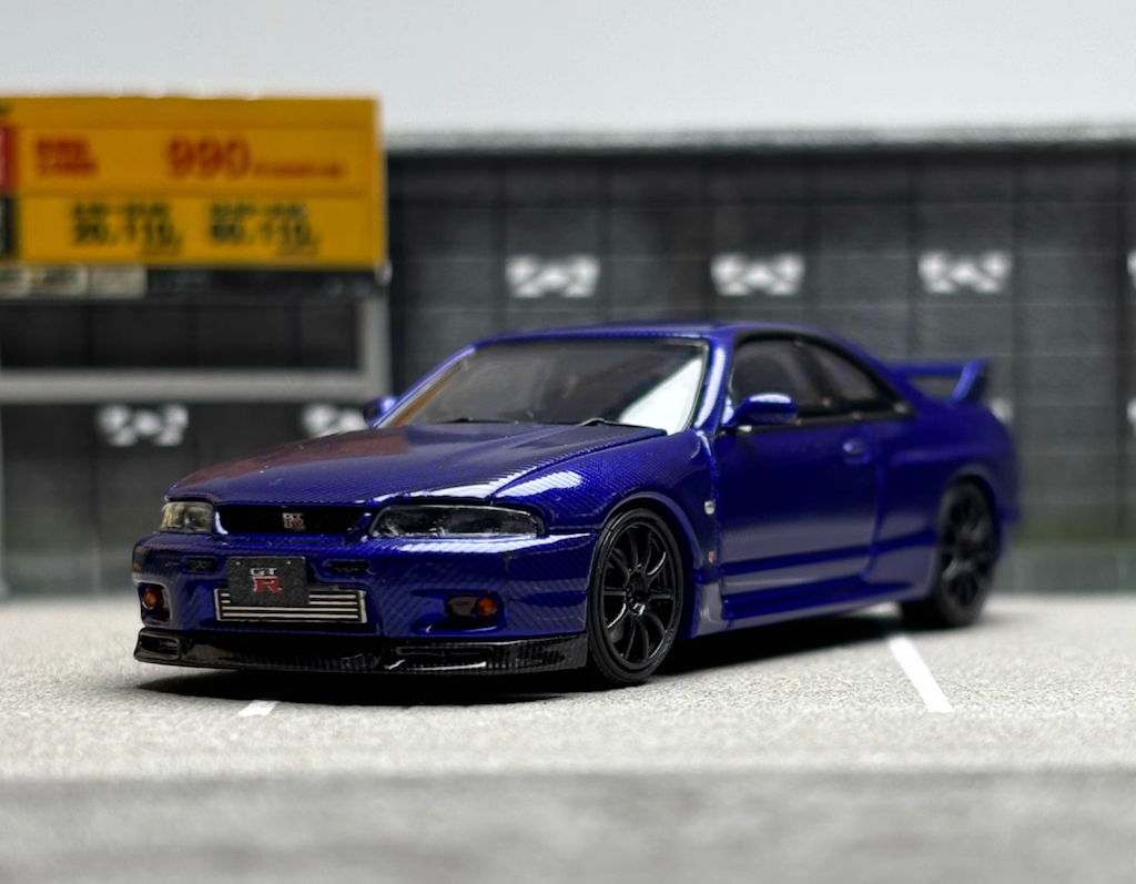 FH 1:64 Blue Carbon Skyline GTR R33 Nismo S-Tune Model Diecast Metal Car New Collection