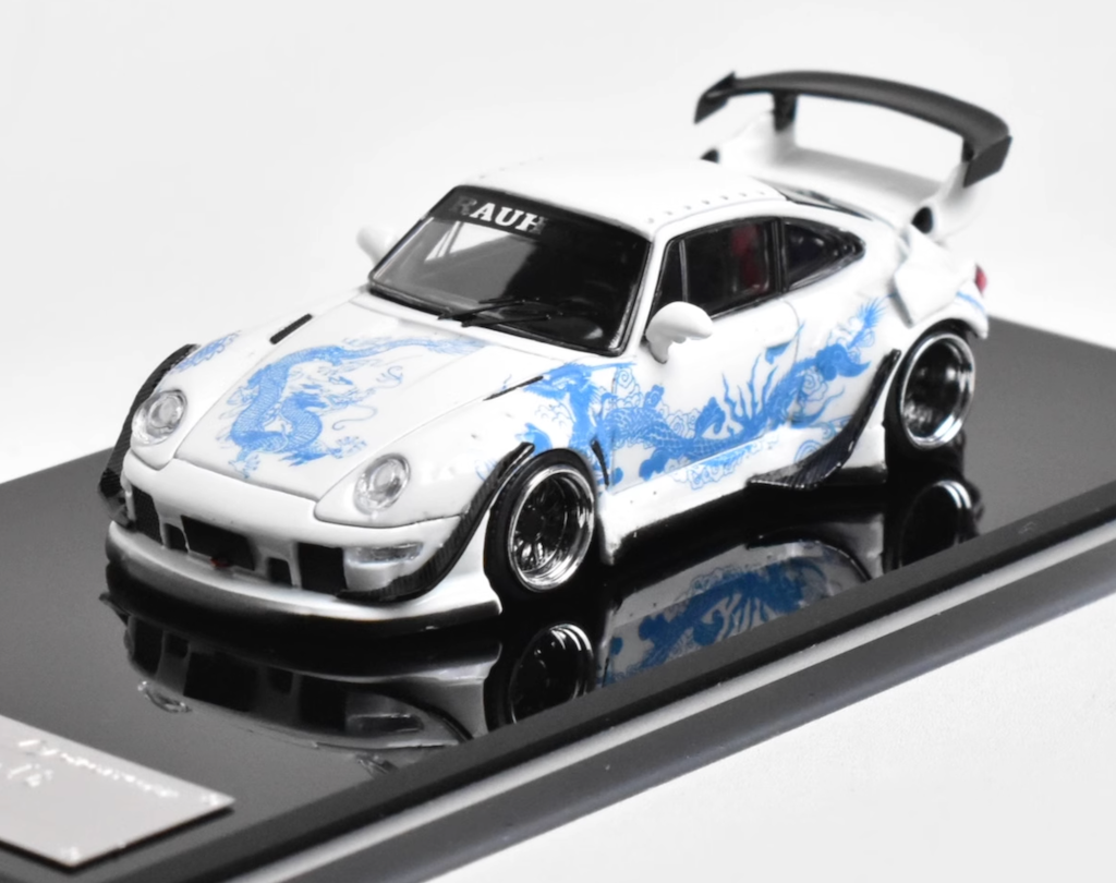 SW 1:64 Luminous White 911 RWB 993 Dragon Sports Model Diecast Metal Car New Collection