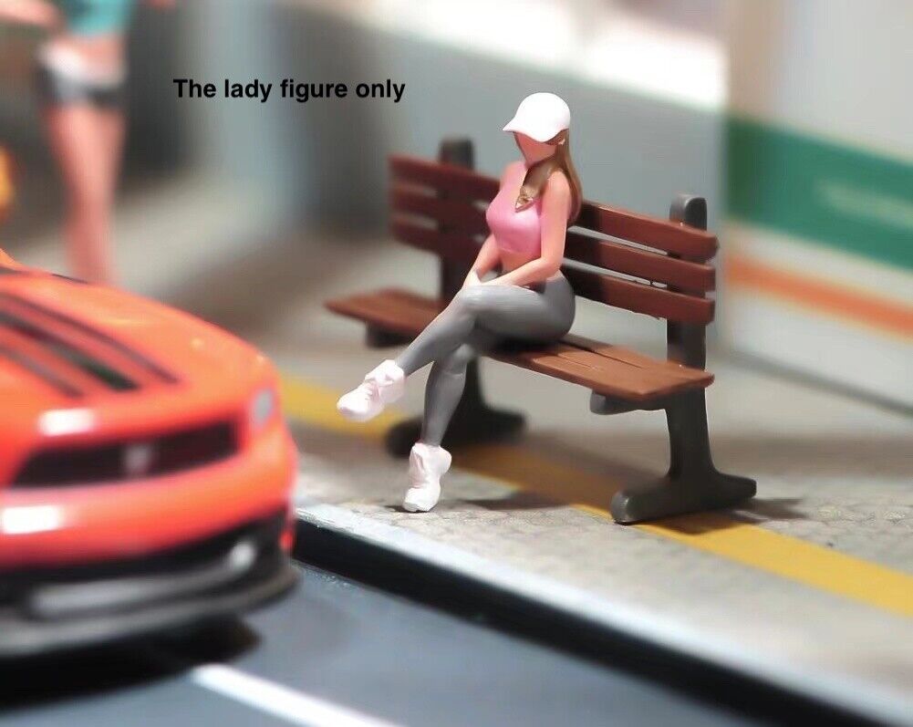 1:64 Painted Figure Model Miniature Resin Diorama Sand Sitting Lady Girl Cap Toy