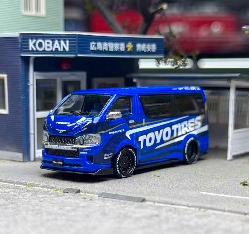 Tarmac 1:64 Blue Hiace Widebody Van TOYO Sports Model Diecast Metal Car New Collection