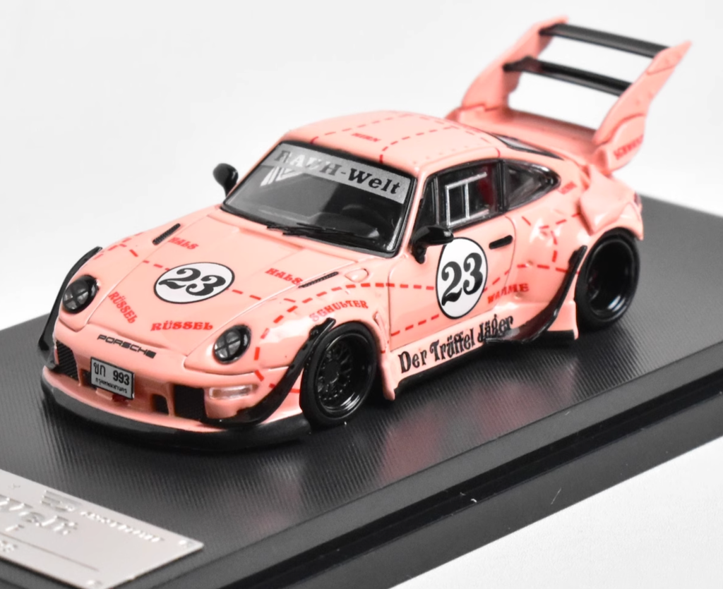 SW 1:64 Pink 911 RWB 993 Big Spoiler #23 Sports Model Diecast Metal Car New Collection
