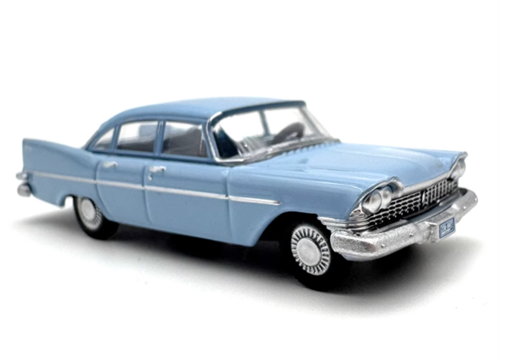 1:87 Blue 1959 Chrysler Plymouth Sedan Sports Model Diecast Metal Car New Collection