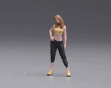 Load image into Gallery viewer, 1:64 Painted Figure Model Miniature Resin Sand Beauty Girl Sporty Yellow Top
