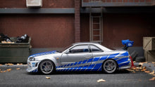 Load image into Gallery viewer, FH 1:64 FNF JDM Silver Skyline GTR R34 Sports Model Diecast Metal Car New Collection
