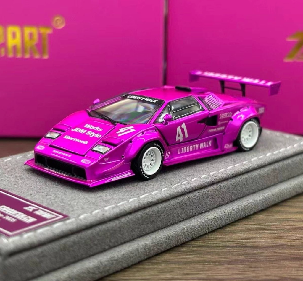 Topart 1:64 Pink LBWK Countach #41 Racing Sports Model Diecast Metal Car New Collection