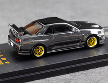 Load image into Gallery viewer, DK 1:64 Silver Carbon Skyline GTR R34 Racing Sport Model Diecast Metal Car New Collection
