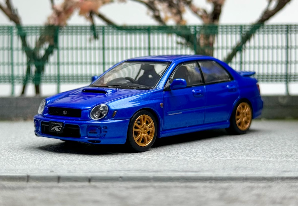 1:64 Furuya Blue Impreza WRX STI VII 7 Sedan Sport Model Diecast Metal Car New Collection
