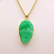 Load image into Gallery viewer, Nature Jade Leaf Fortune Pendant Necklace Gift Jewelry charm Blessing Lucky
