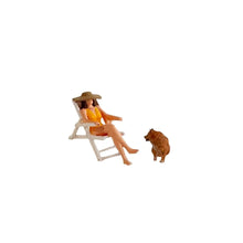 Load image into Gallery viewer, 1:64 Painted Figure Mini Model Miniature Resin Diorama Sand Beach Lady Girl Pet
