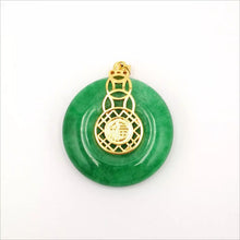 Load image into Gallery viewer, Nature Jade Fu Green Round Pendant Necklace Gift Jewelry charm Blessing Lucky
