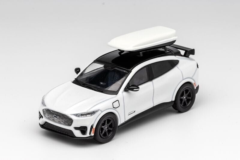 GCD 1:64 White Mustang Mach-e Sports Roof Box Model Toy Diecast Metal Car