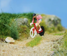 Load image into Gallery viewer, 1:64 Painted Figure Model Miniature Resin Diorama Sand Riding Bicycle Bike Toy Collection
