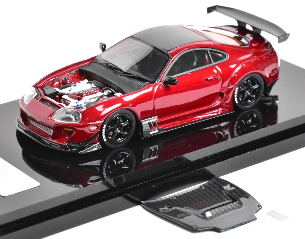 YM 1:64 JDM Red Supra A80 JAZ80 Racing Sports Model Diecast Resin Car New Collection