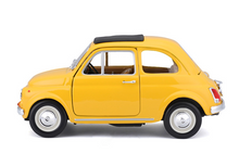 Load image into Gallery viewer, Bburago 1:21 Yellow 1965 500F Classic Vintage Model Toy Diecast Metal Car BN
