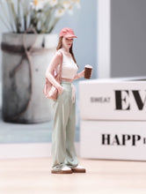 Load image into Gallery viewer, 1:24 Painted Figure Model Miniature Resin Diorama Cap Lady Girl Holding Coffee
