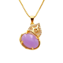 Load image into Gallery viewer, Nature Jade Purple Gourd Pendant Necklace Gift Jewelry charm Blessing Fortune
