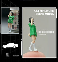 Load image into Gallery viewer, 1:64 Painted Figure Mini Model Miniature Resin Diorama Cute Green T-Shirt Girl New Scene
