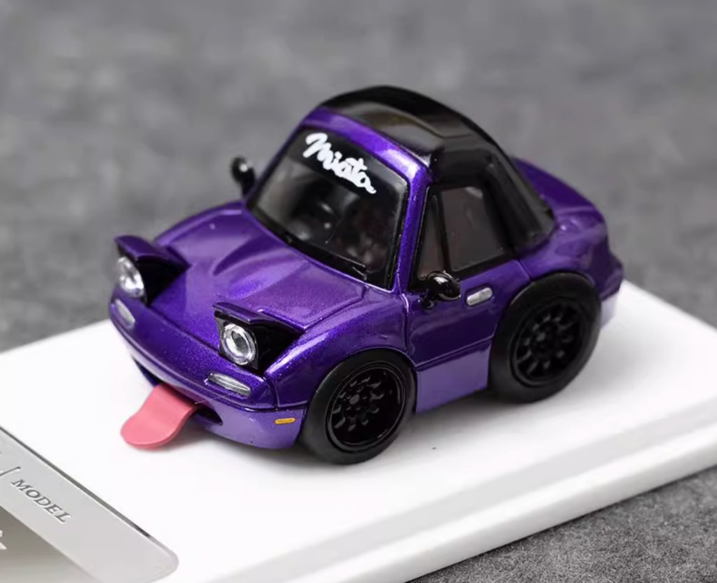 MJ 1:64 Purple Miata MX5 Mini Cute Q Type Sports Model Diecast Resin Car New Collection