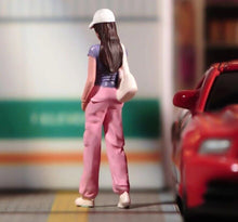 Load image into Gallery viewer, 1:64 Painted Figure Model Miniature Resin Diorama Sand Walking Girl With Cap Toy New Collection
