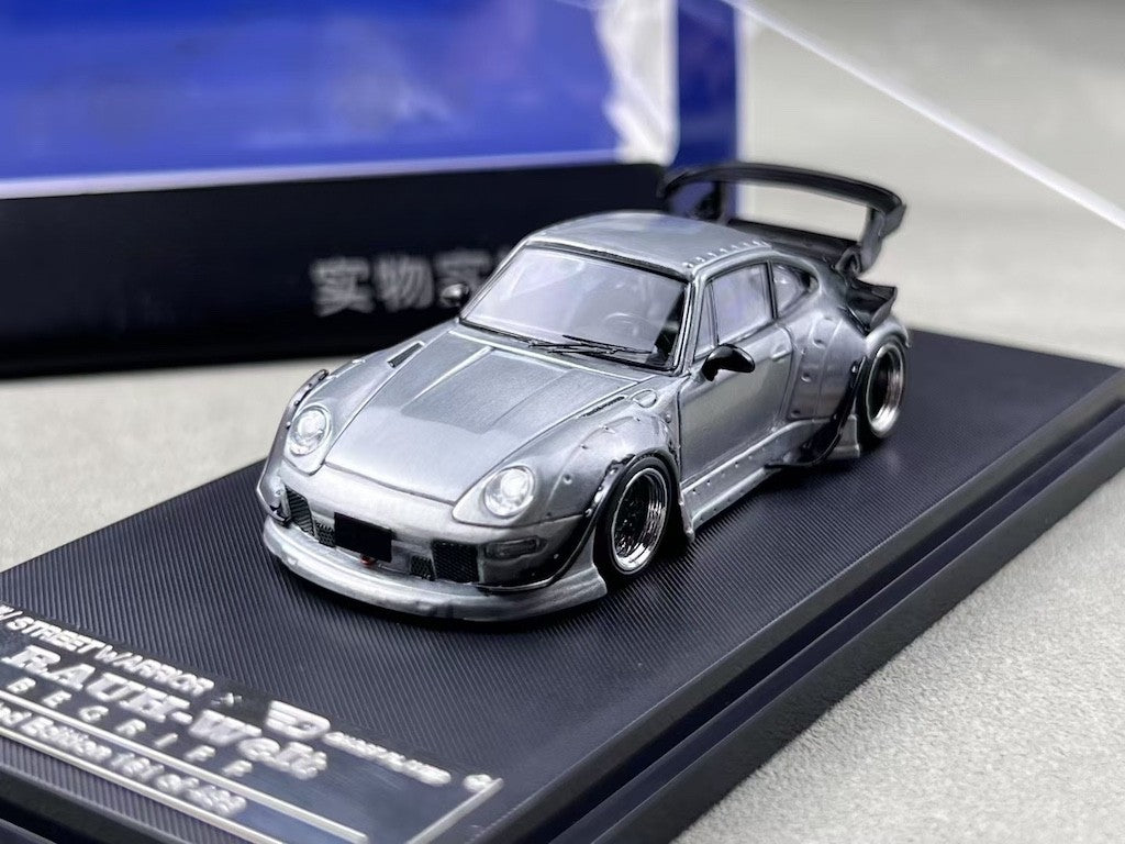 SW 1:64 Silver Varnish RWB 993 Racing Sports Model Diecast Metal Car BN