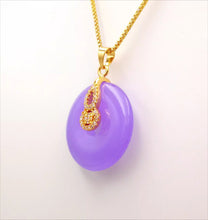 Load image into Gallery viewer, Nature Jade Puprle Round Fortune Pendant Necklace Gift Jewelry charm Blessing
