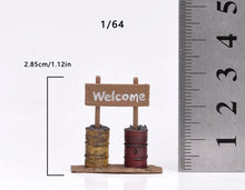 Load image into Gallery viewer, 1:64 Painted Figure Model Miniature Resin Diorama Oil Drum Road Sign Bench Set
