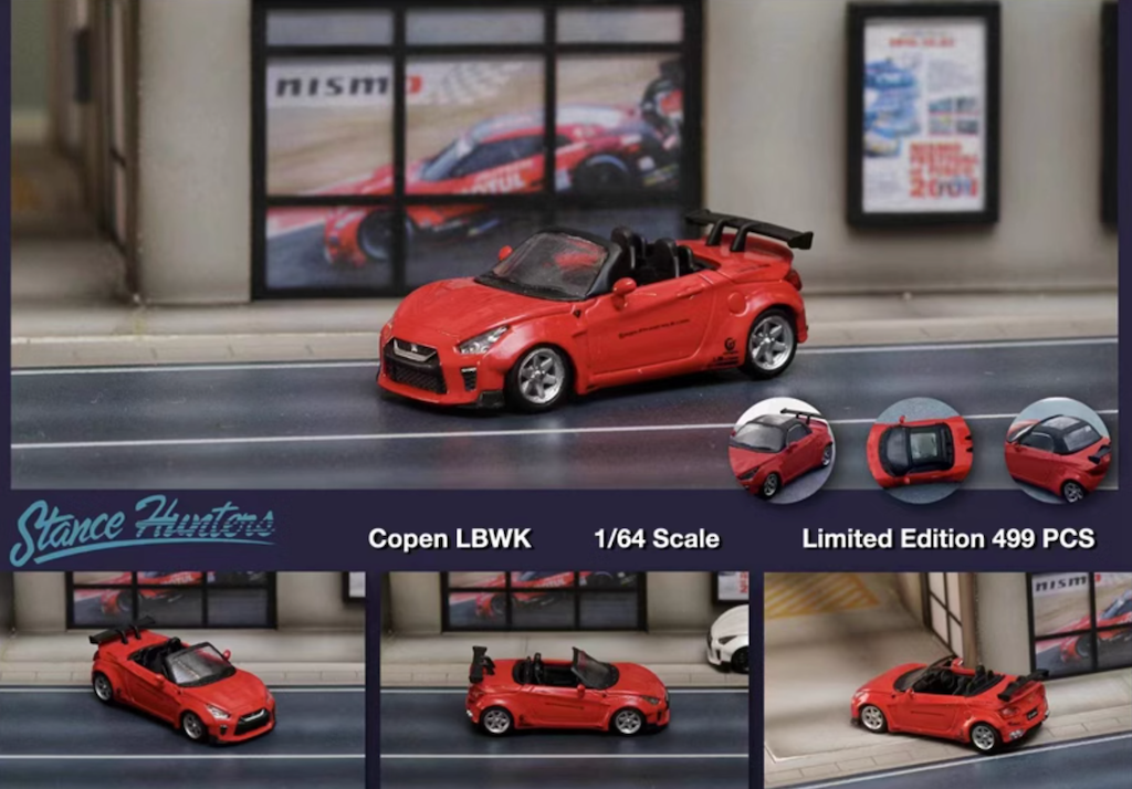 SH 1:64 Red LBWK Copen GTR Convertible Sports Model Diecast Metal K Car New
