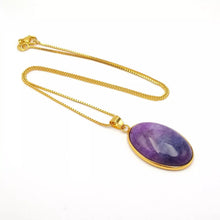 Load image into Gallery viewer, Nature Jade Purple Oval Pendant Necklace Gift Jewelry charm Blessing Lucky New
