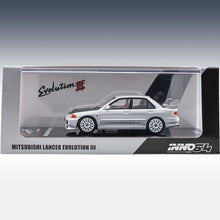 Load image into Gallery viewer, INNO 1:64 JDM Silver Mitsubishi Lancer EVO Racing Sports Model Toy Metal Car Display Box
