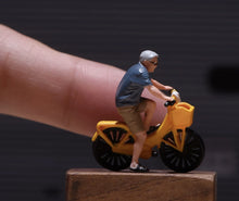 Load image into Gallery viewer, 1:64 Painted Figure Model Miniature Resin Diorama Scene Elderly Riding Bicycle
