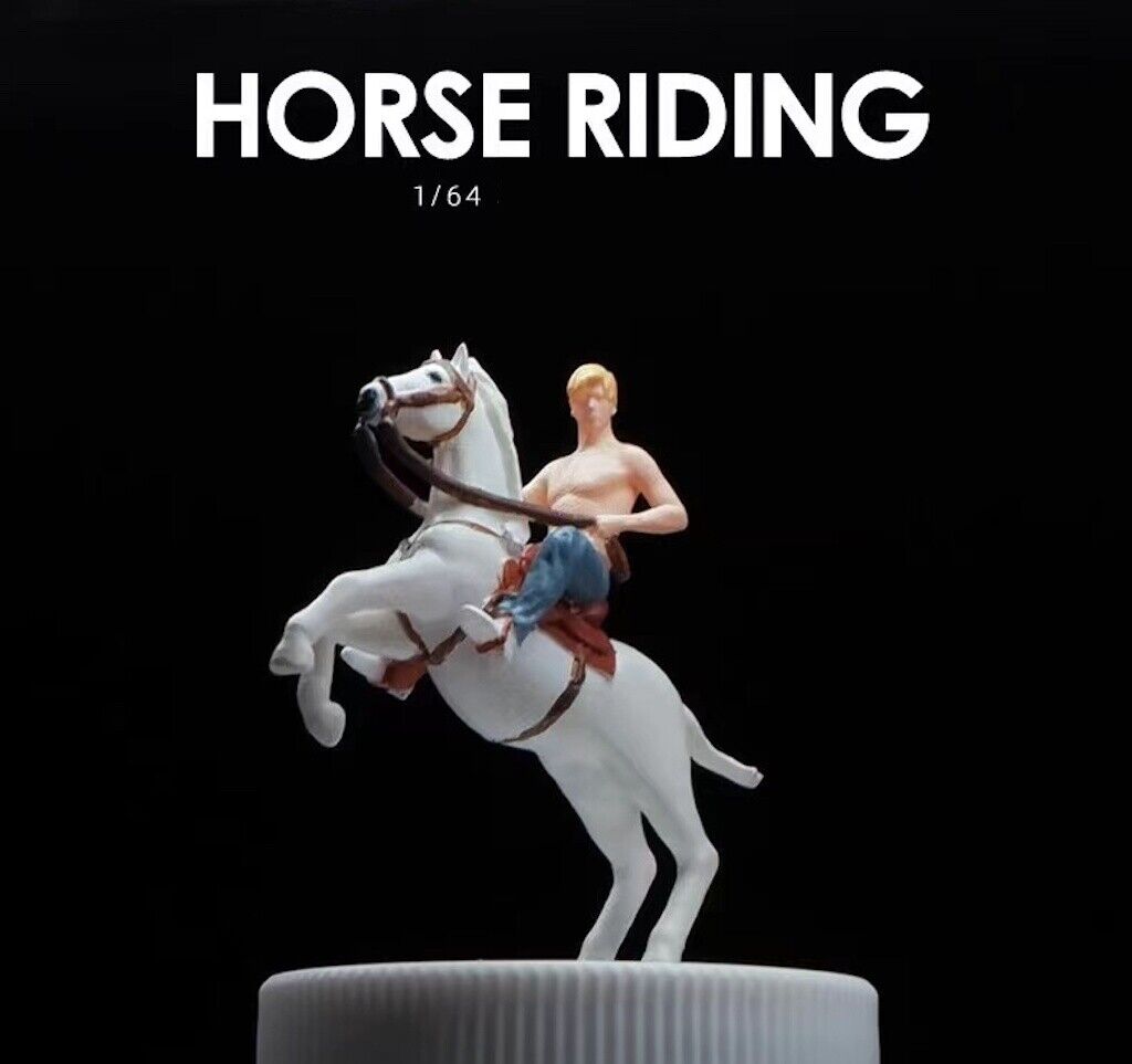 1:64 Painted Figure Mini Model Miniature Car Scenes Resin Toy Horse Riding Man