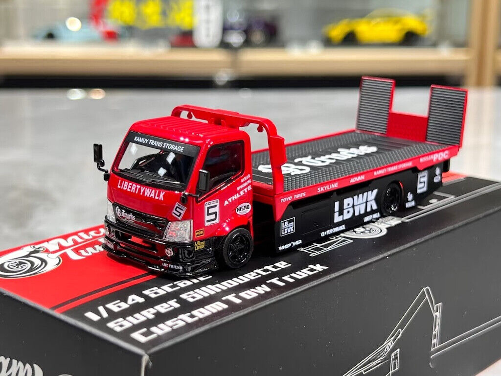 MT 1:64 Red LBWK H300 Flatbed Tow Truck Custom Model Diecast Metal Car New Collection
