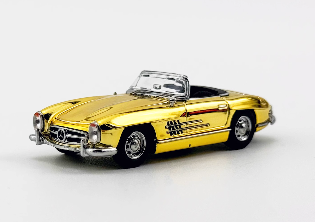 YS 1:64 Plating Gold 300SL W198 Convertible Sports Model Diecast Metal Car New Collection
