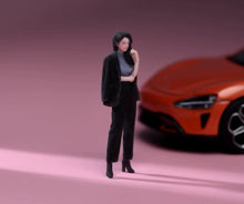 Load image into Gallery viewer, 1:64 Painted Figure Model Miniature Resin Diorama Toy Sand Cool Lady Black Suit
