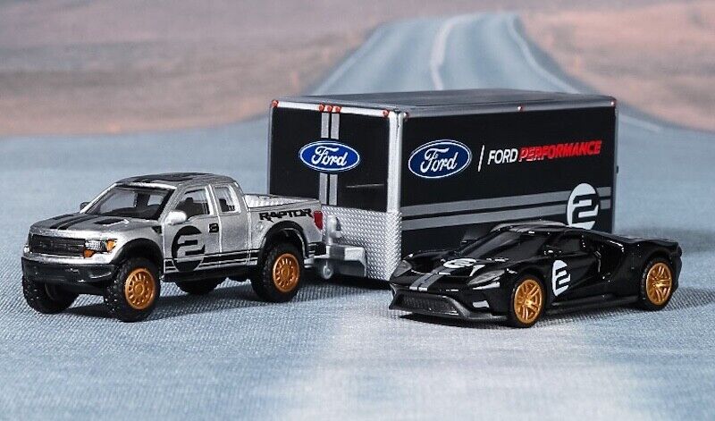 Maisto 1:64 2009 F150 Raptor Trailer 2017 GT Heritage Model Toy Metal Car BN