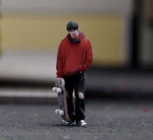 Load image into Gallery viewer, 1:64 Painted Figure Model Miniature Resin Sand Boy with Skate Board in Red Cool
