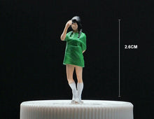 Load image into Gallery viewer, 1:64 Painted Figure Mini Model Miniature Resin Diorama Cute Green T-Shirt Girl New Scene
