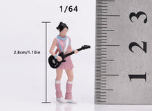 Load image into Gallery viewer, 1:64 Painted Figure Model Miniature Resin Pink Girl With Guitar Standing Lady

