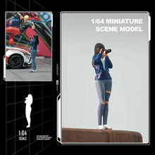 Load image into Gallery viewer, 1:64 Painted Figure Mini Model Miniature Car Scenes Resin Toy Photographer Girl
